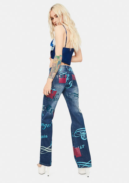 Angel Distressed Low Rise Boyfriend Jeans