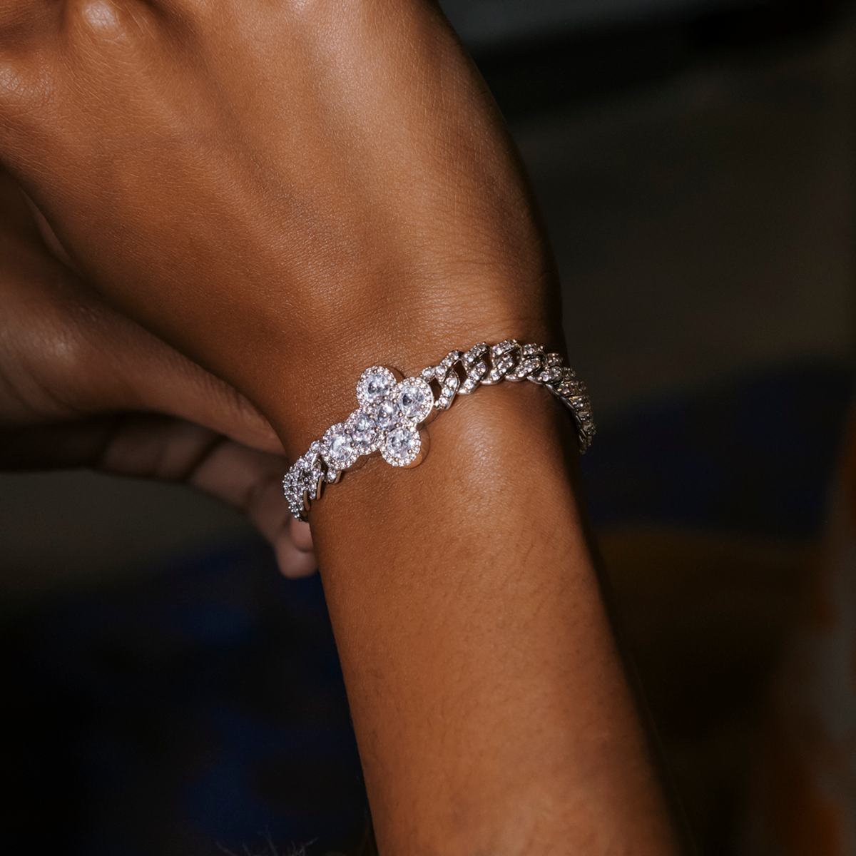 Diamond Prong Rounded Cross Bracelet