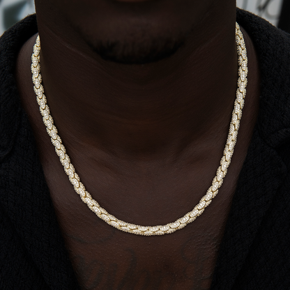 Diamond Pave Snake Link Chain in Yellow Gold- 6mm
