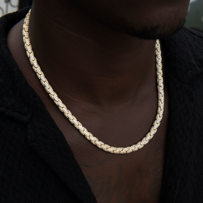 Diamond Pave Snake Link Chain in Yellow Gold- 6mm