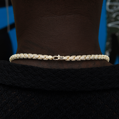 Diamond Pave Snake Link Chain + Bracelet Bundle in Yellow Gold- 6mm
