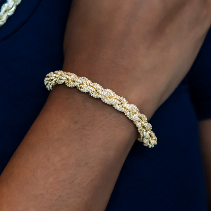 Diamond Rope Chain Bracelet in Yellow Gold- 8mm