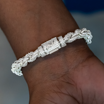 Diamond Rope Chain Bracelet in White Gold- 8mm