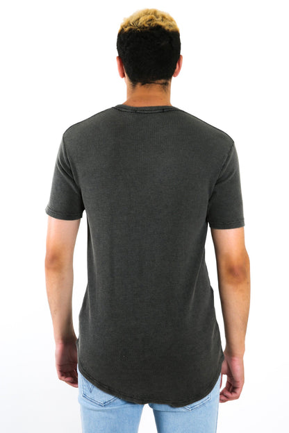 Acid Waffle Henley Washed Black