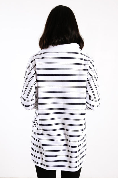 Adele Sweat White Black Stripe