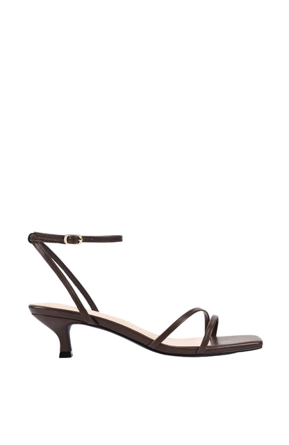 Alex Kitten Heel Sandals Chocolate Brown