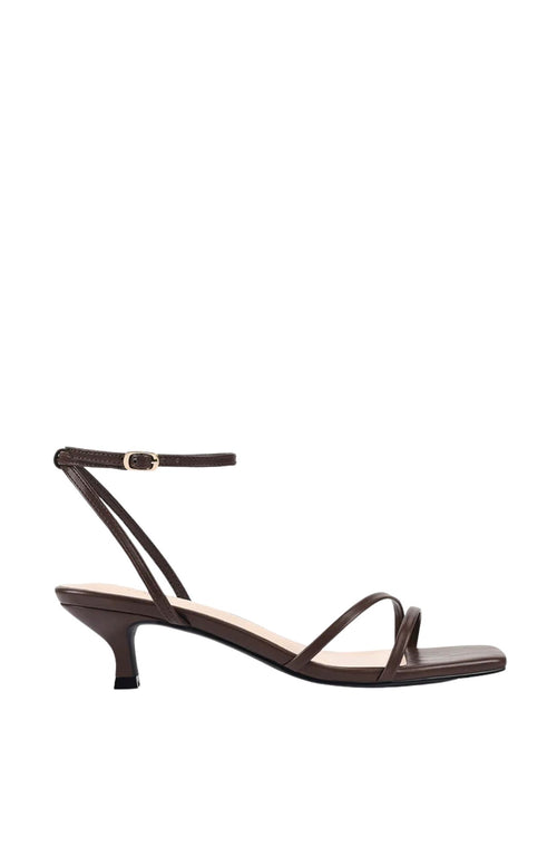 Alex Kitten Heel Sandals Chocolate Brown