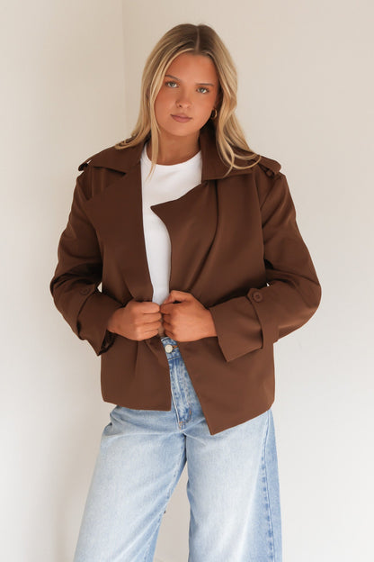 Alysia Crop Trench Chocolate