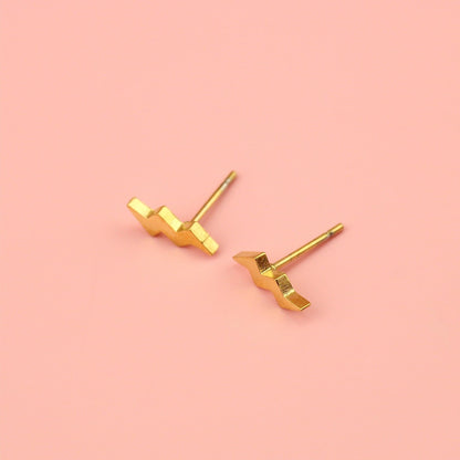 Amped Up Lightning Bolt Stud Earrings (Gold Plated)