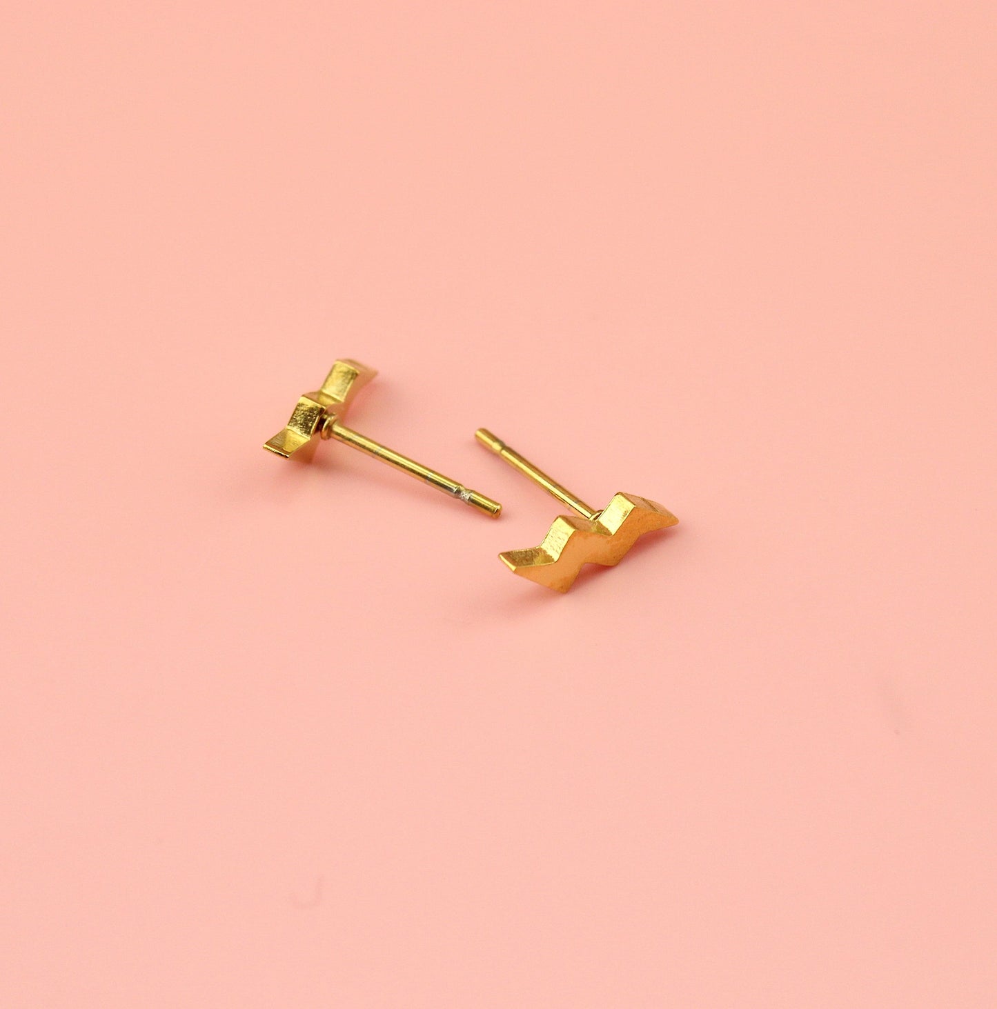 Amped Up Lightning Bolt Stud Earrings (Gold Plated)