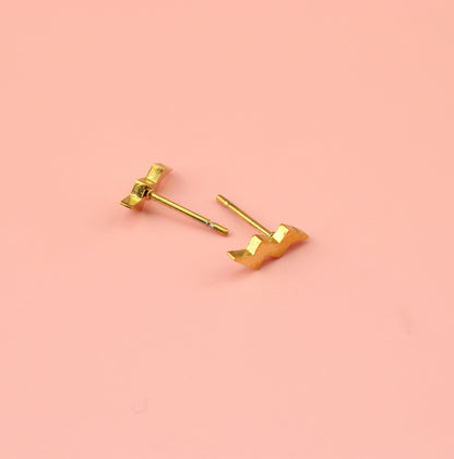 Amped Up Lightning Bolt Stud Earrings (Gold Plated)