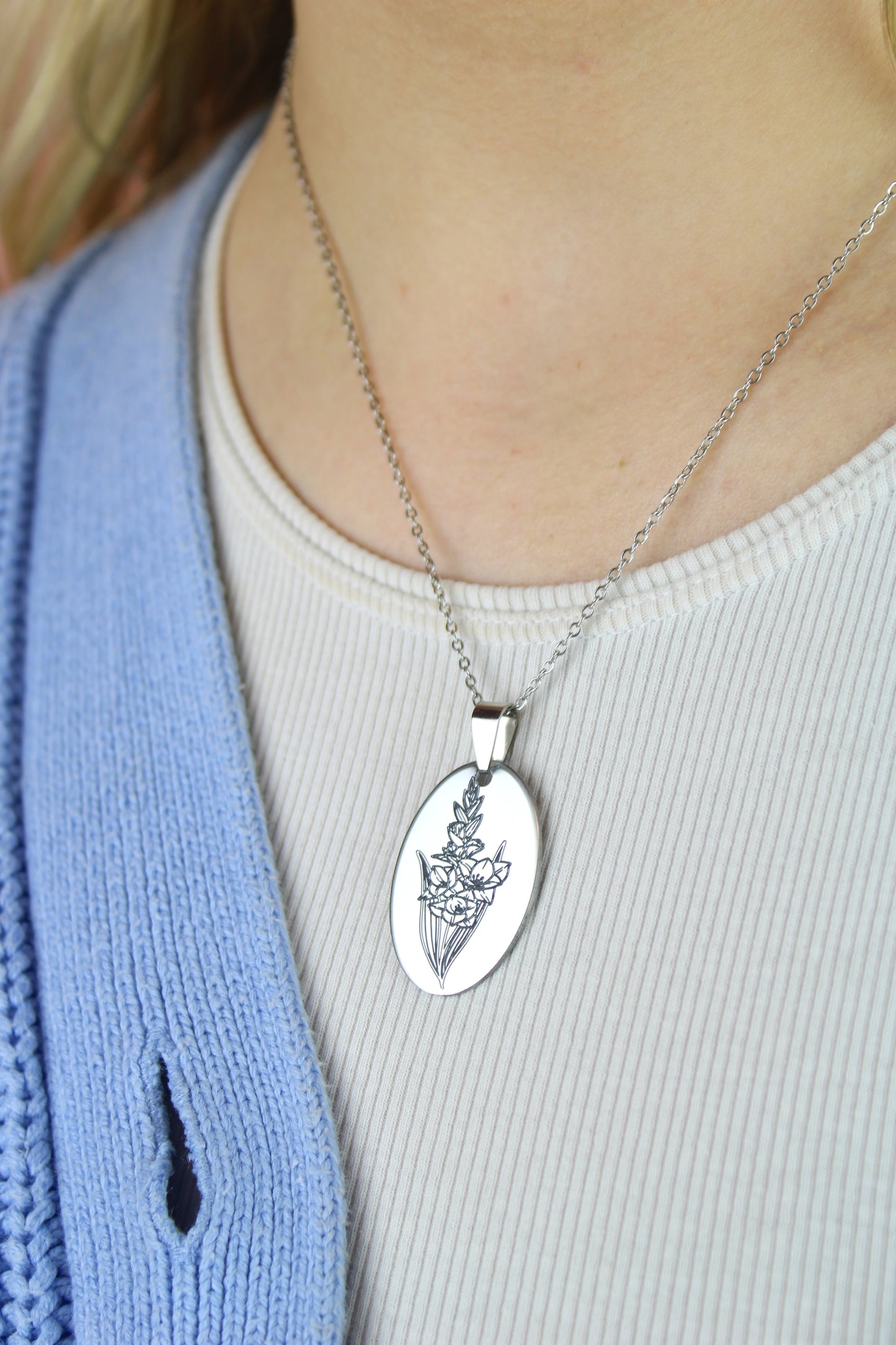 August Birth Flower Necklace - Gladiolus