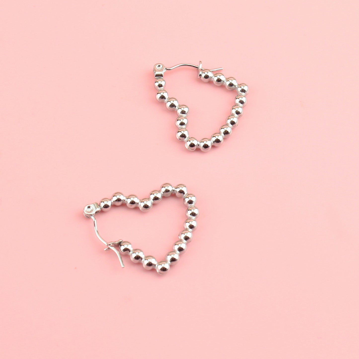 Beaded Heart Hoop Earrings