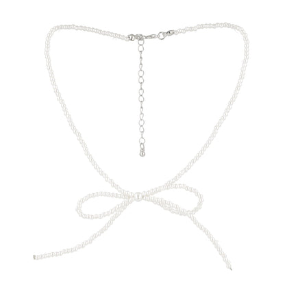 Beaded Bow Choker - White