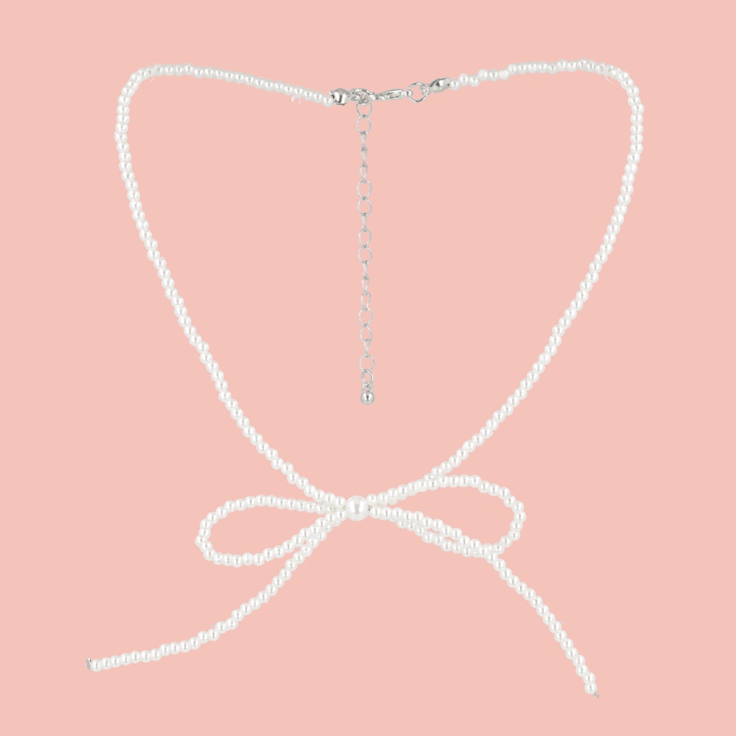 Beaded Bow Choker - White