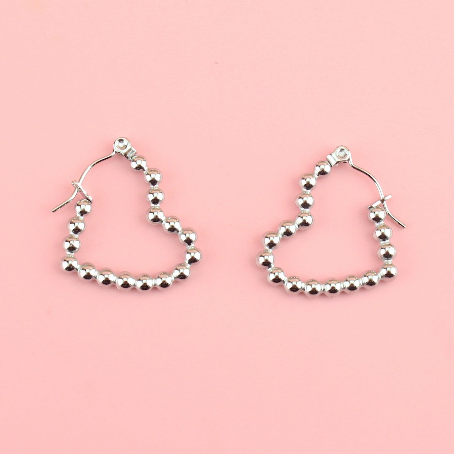 Beaded Heart Hoop Earrings