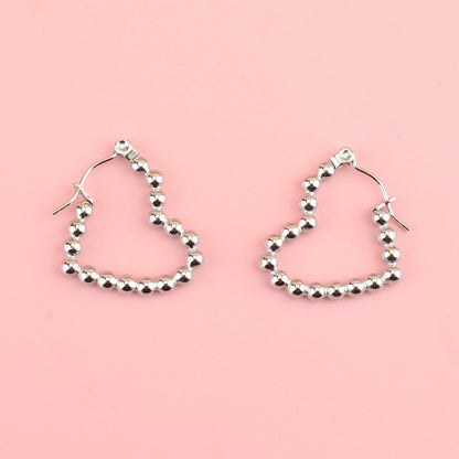 Beaded Heart Hoop Earrings