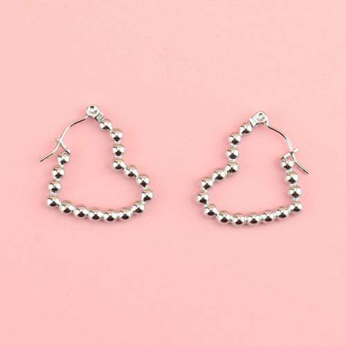 Beaded Heart Hoop Earrings