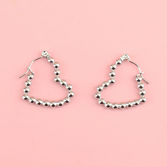 Beaded Heart Hoop Earrings
