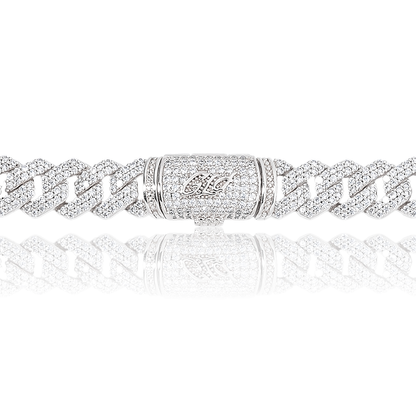 Diamond Prong Link Necklace in White Gold - 12mm