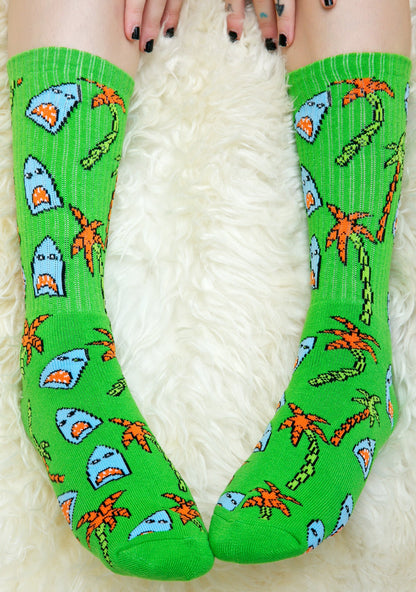 Anne Freeman Shark Attack Crew Socks