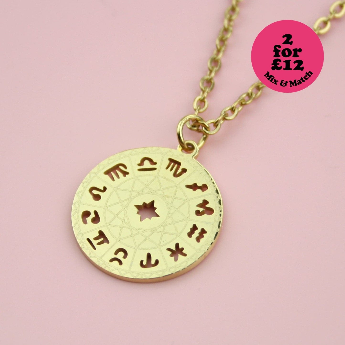 Astrology Wheel Necklace (Gold Plated)
