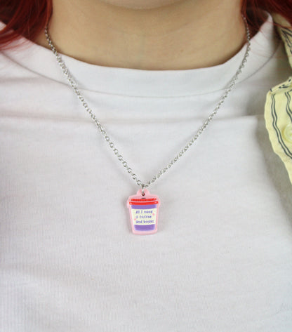 All I Need Is Coffee And Books Necklace