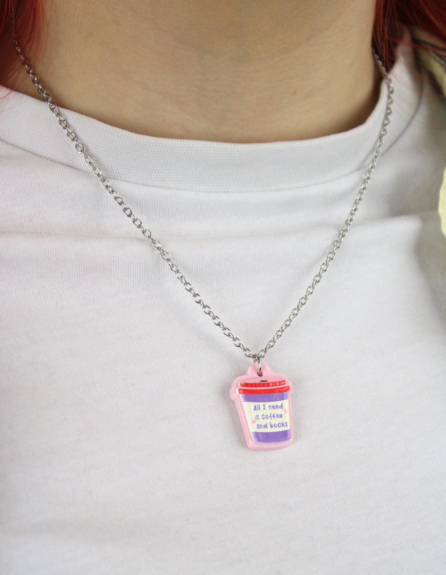All I Need Is Coffee And Books Necklace