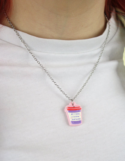 All I Need Is Coffee And Books Necklace