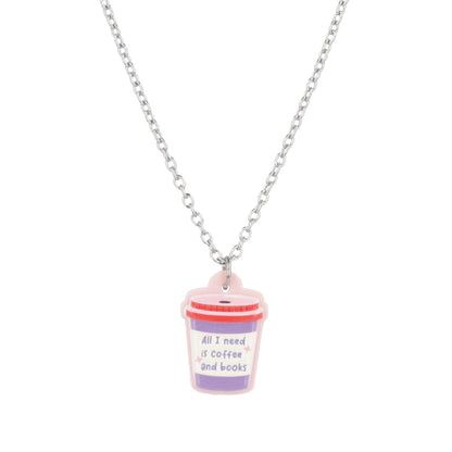 All I Need Is Coffee And Books Necklace