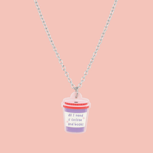 All I Need Is Coffee And Books Necklace