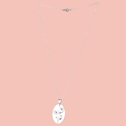 August Birth Flower Necklace - Poppy