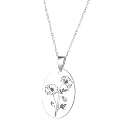 August Birth Flower Necklace - Poppy