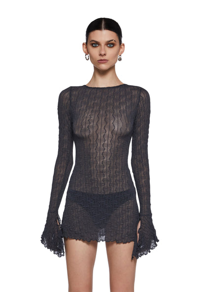 Analog Love Open Back Dress - Gray