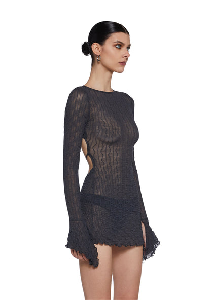 Analog Love Open Back Dress - Gray