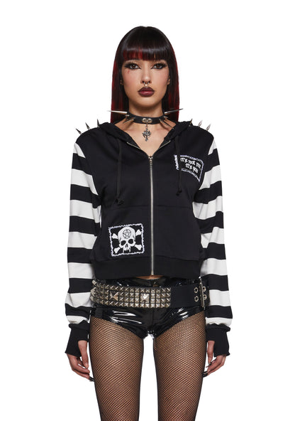 Anger Mismanagement Striped Hoodie
