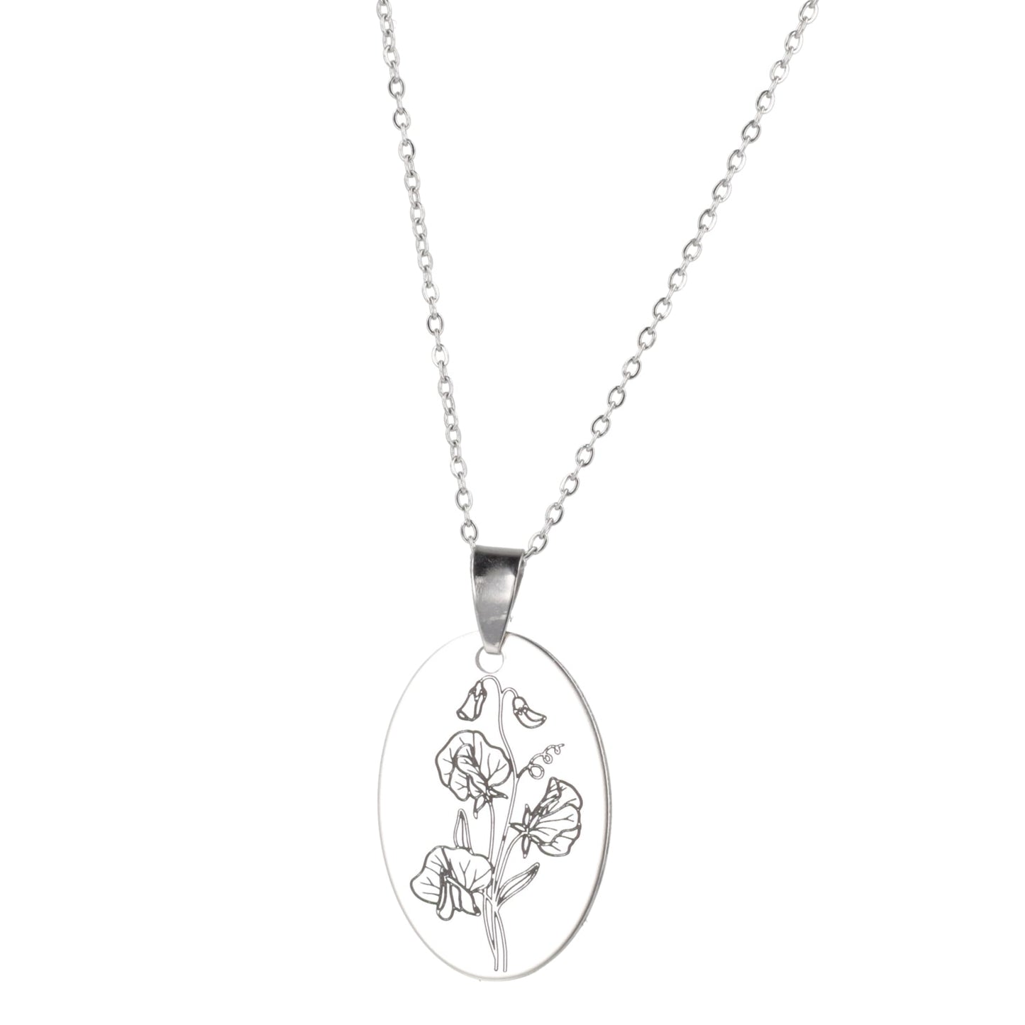 April Birth Flower Necklace - Sweet Pea